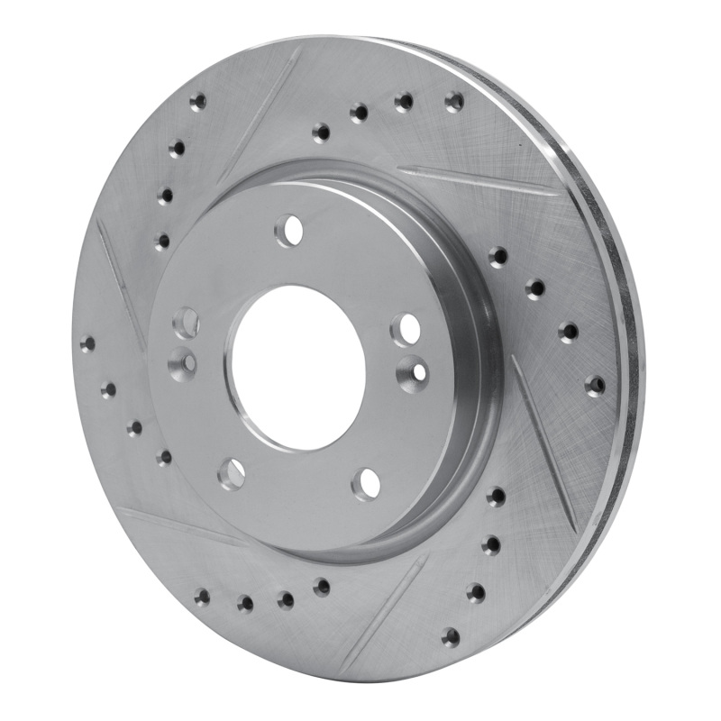 Hyundai Elantra Brake Rotor (1) - Front Left - R1 Concepts - Drilled & Slotted - Silver - `07-`10